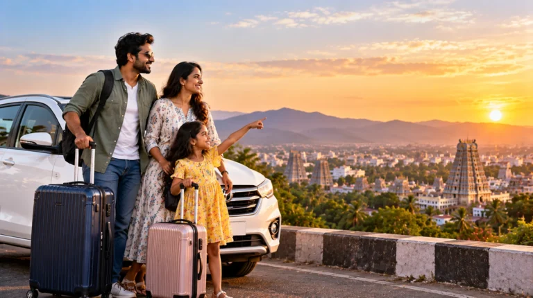 Family starting a drop taxi journey
